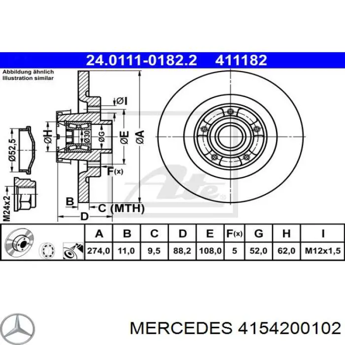 Задний тормозной диск Mercedes 4154200102 цена, от 93.70 USD