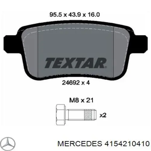 Задние тормозные колодки 4154210410 Mercedes