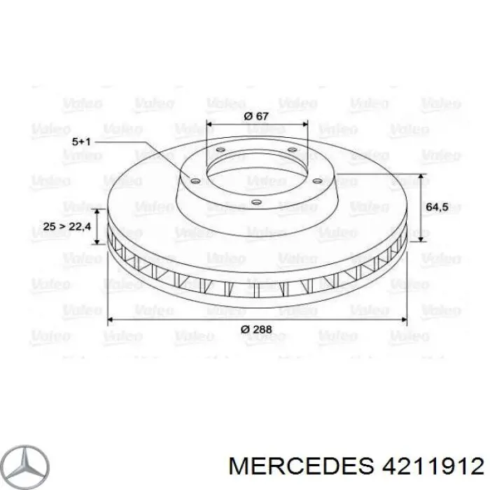 Передние тормозные диски 4211912 Mercedes