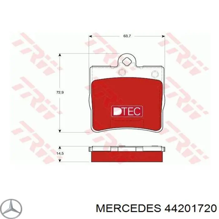 44201720 Mercedes колодки тормозные задние дисковые