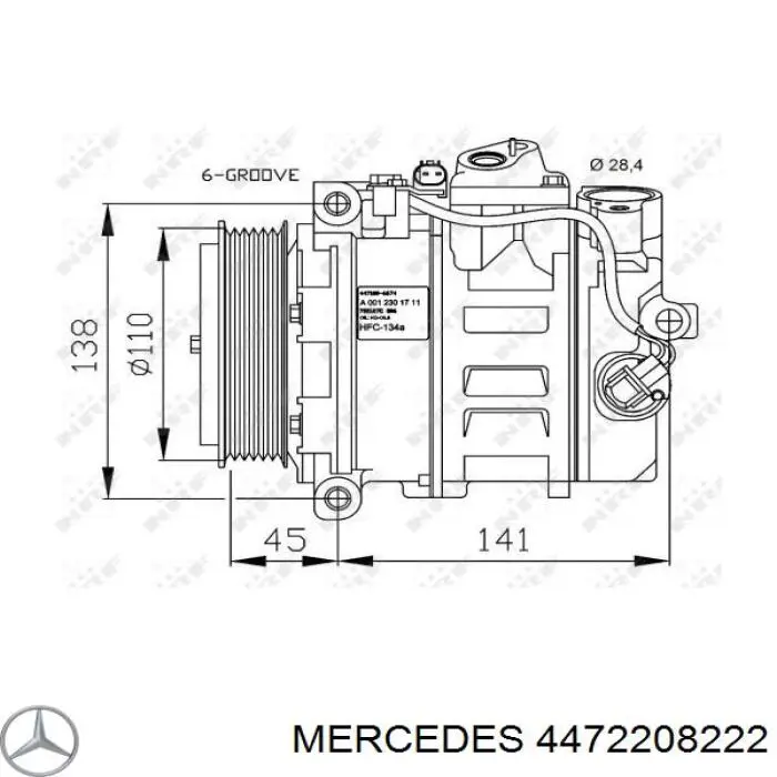 4472208222 Mercedes Компрессор хладагента
