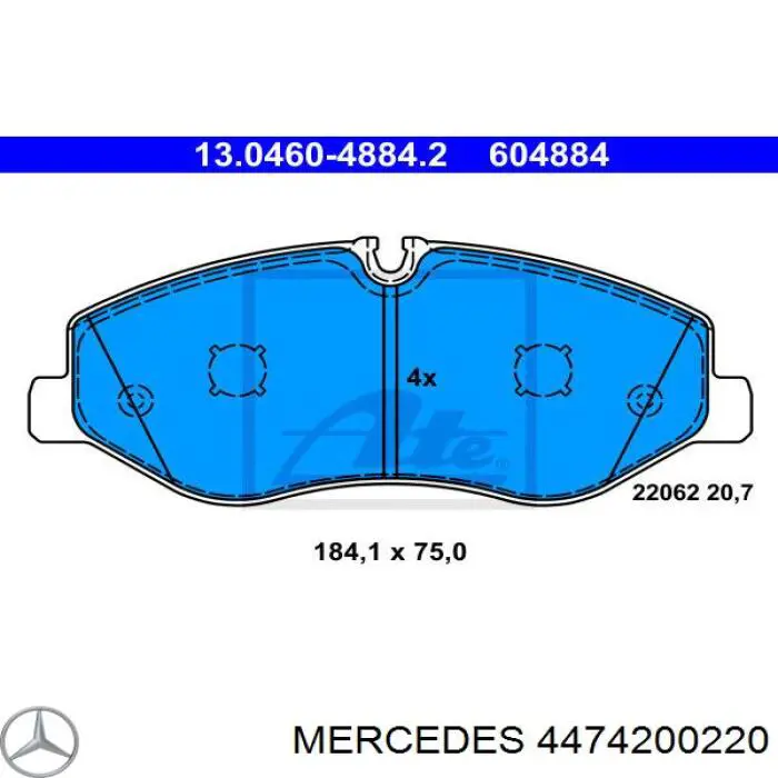 Передние тормозные колодки 4474200220 Mercedes