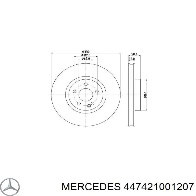 Передние тормозные диски 447421001207 Mercedes