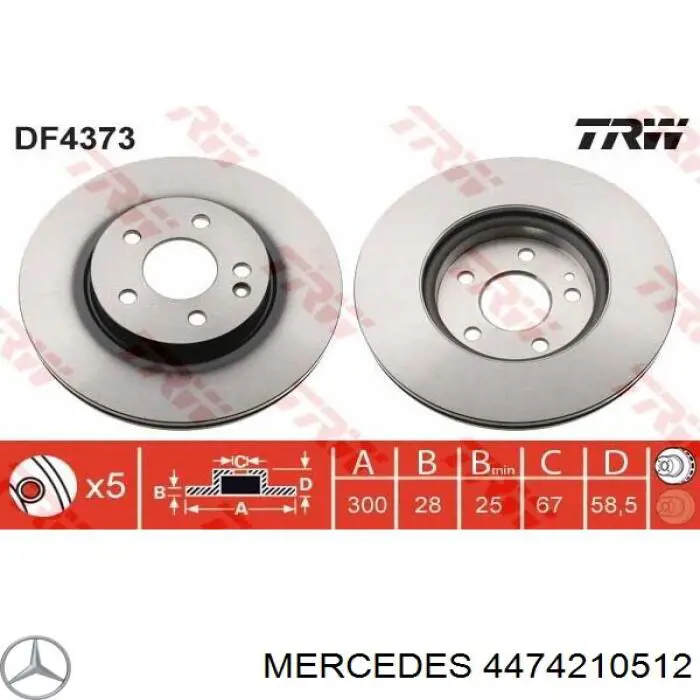 Передние тормозные диски 4474210512 Mercedes