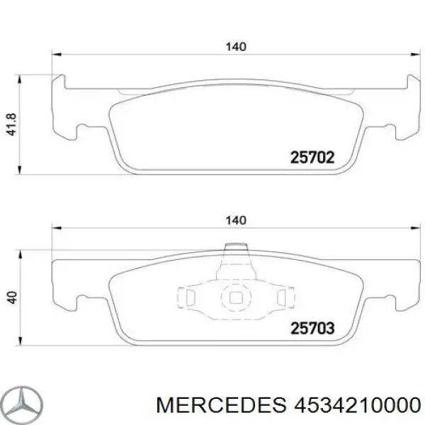 Передние тормозные колодки 4534210000 Mercedes