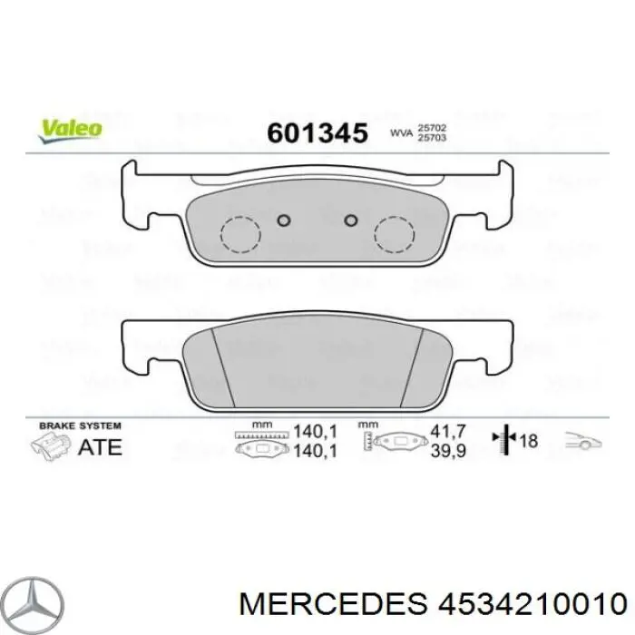 Передние тормозные колодки 4534210010 Mercedes