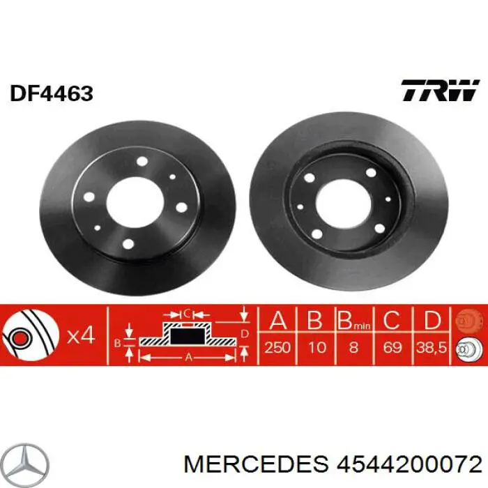 Тормозные диски 4544200072 Mercedes