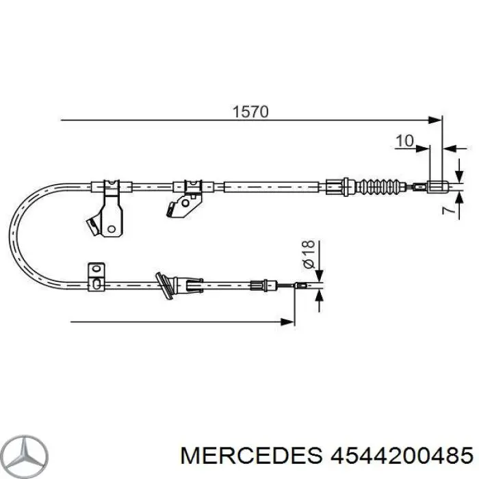 Задний правый трос ручника 4544200485 Mercedes