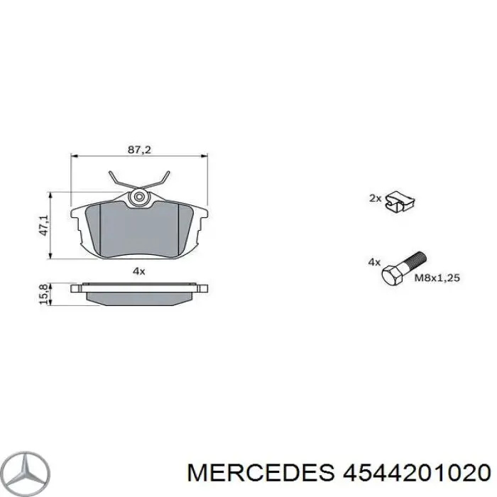 Купить 4544201020 Mercedes Колодки тормозные задние, дисковые