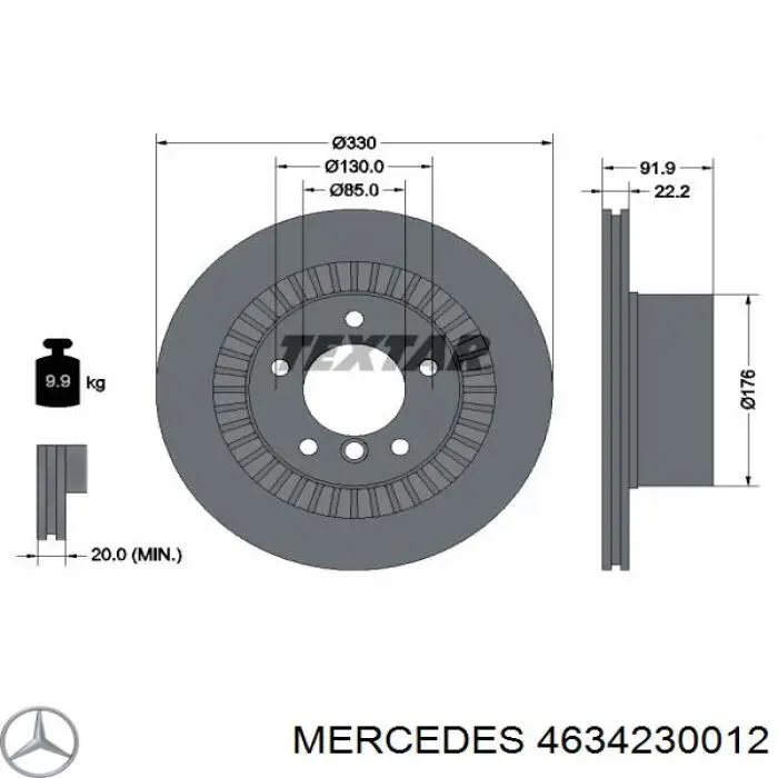 4634230012 Mercedes disco do freio traseiro