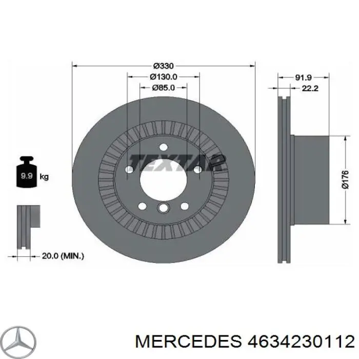 4634230112 Mercedes диск тормозной задний