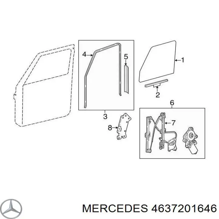 4637201646 Mercedes механизм стеклоподъемника двери передней правой