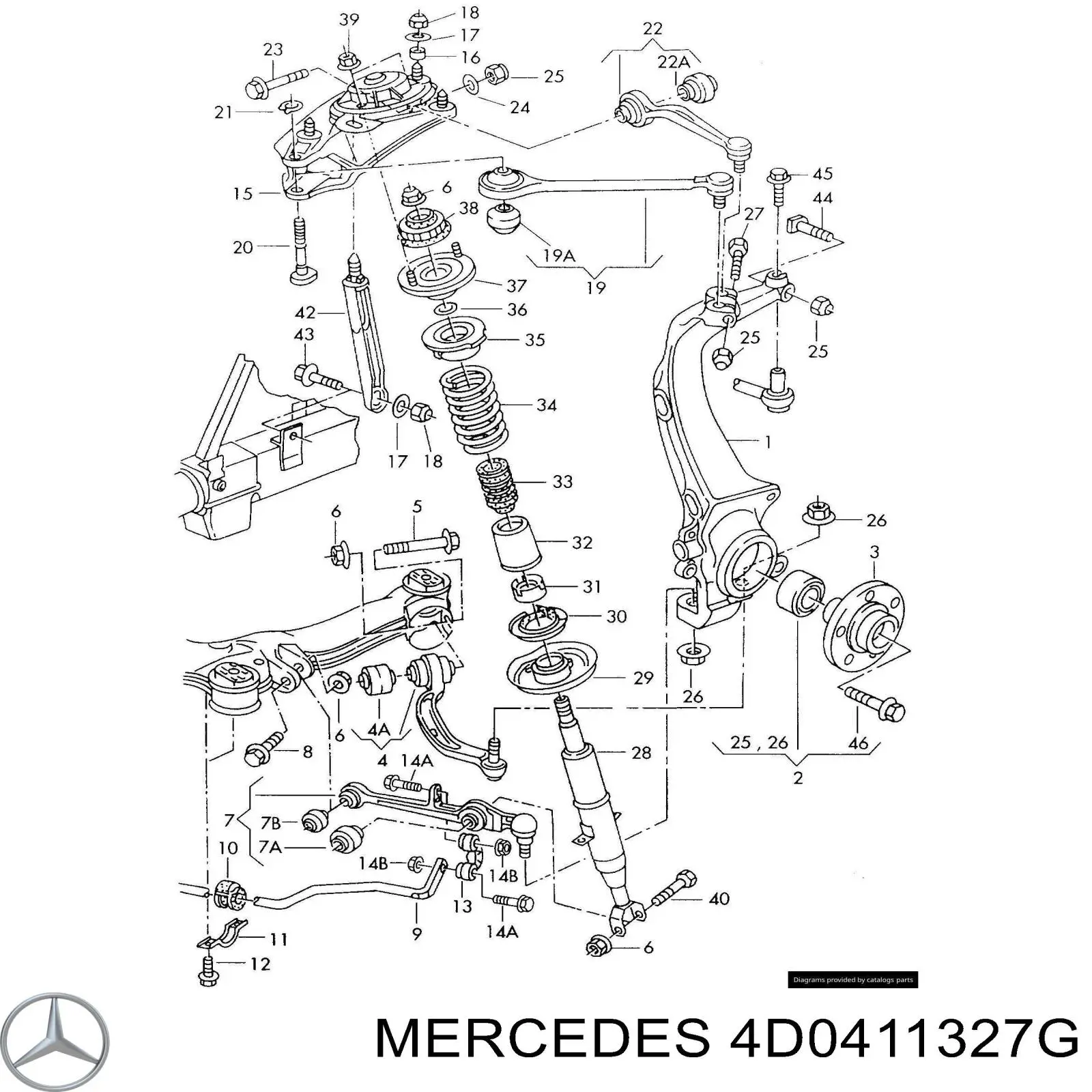 Втулка переднего стабилизатора 4D0411327G Mercedes