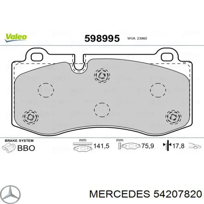 Передние тормозные колодки 54207820 Mercedes