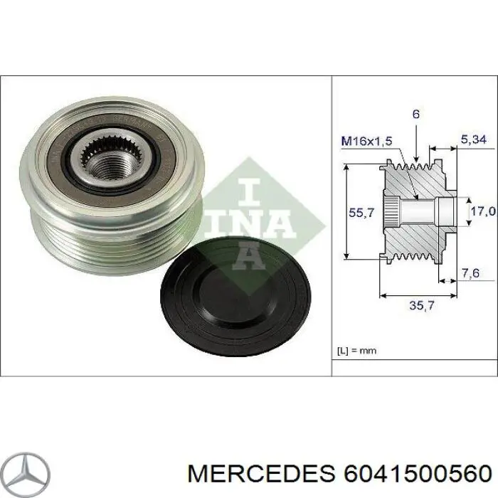 6041500560 Mercedes шкив генератора