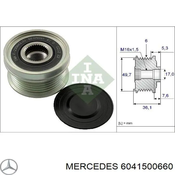 6041500660 Mercedes шкив генератора