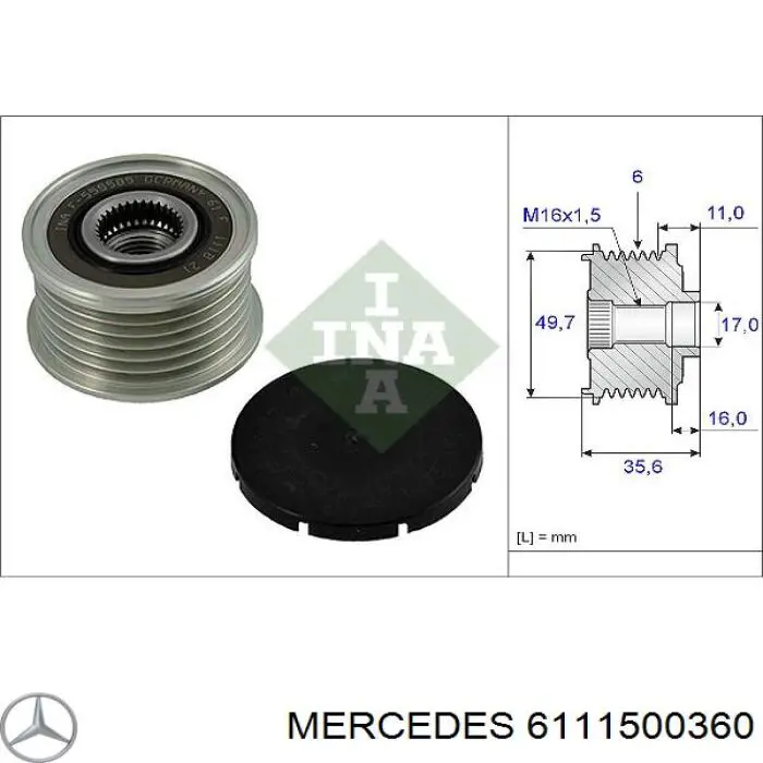 6111500360 Mercedes шкив генератора