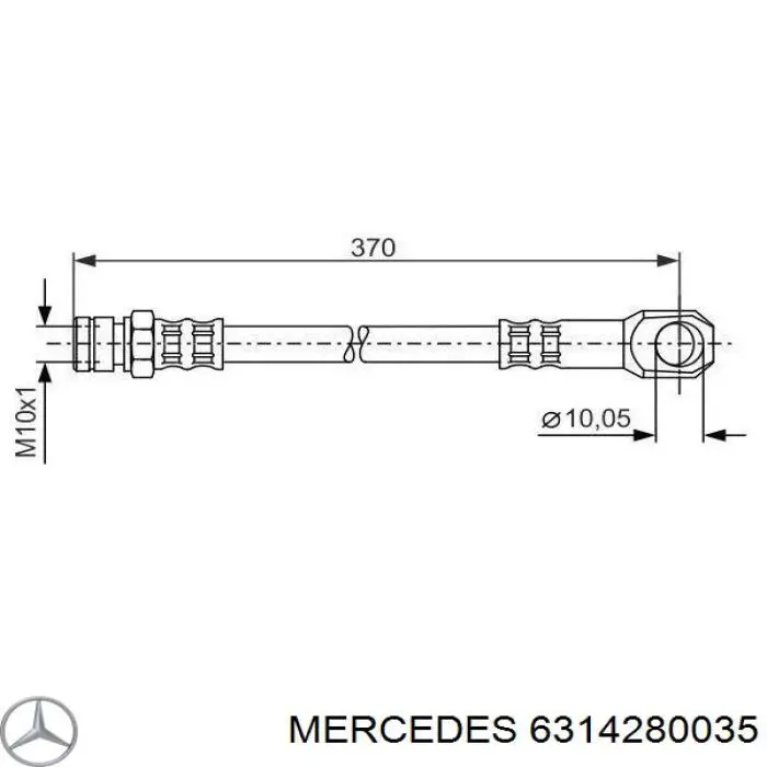 Шланг тормозной передний 6314280035 Mercedes