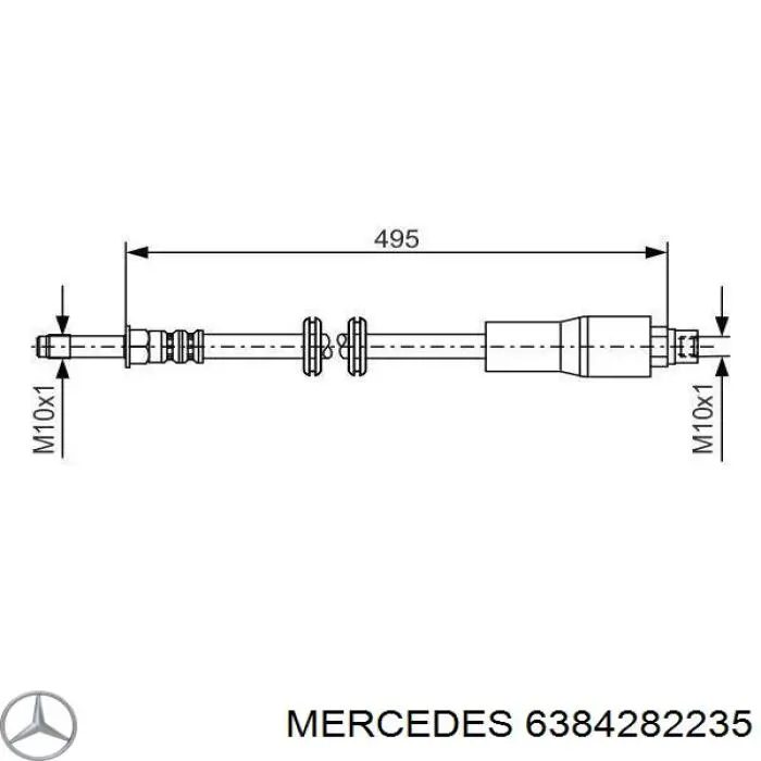 Купить 6384282235 Mercedes Шланг тормозной передний