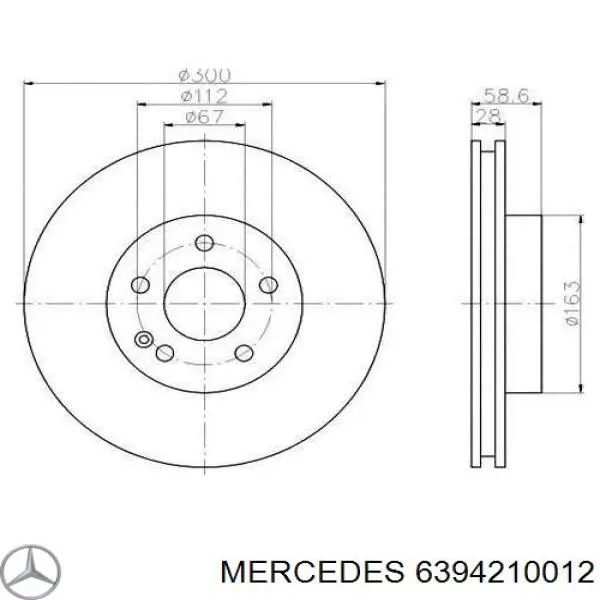 6394210012 Mercedes диск тормозной передний
