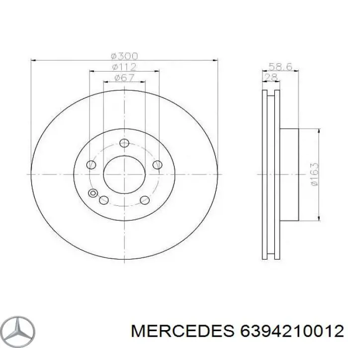 Передние тормозные диски 6394210012 Mercedes