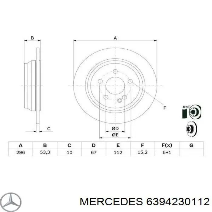 Тормозные диски 6394230112 Mercedes