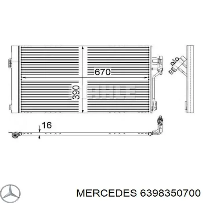 6398350700 Mercedes радиатор кондиционера