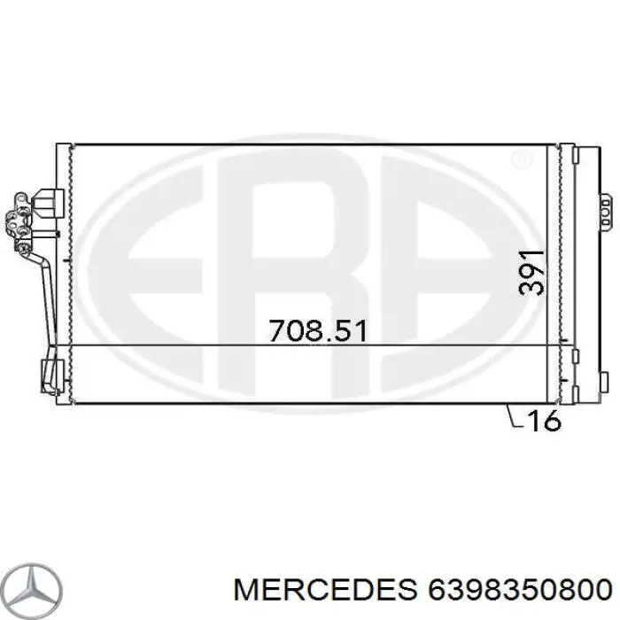 Радиатор кондиционера 6398350800 Mercedes