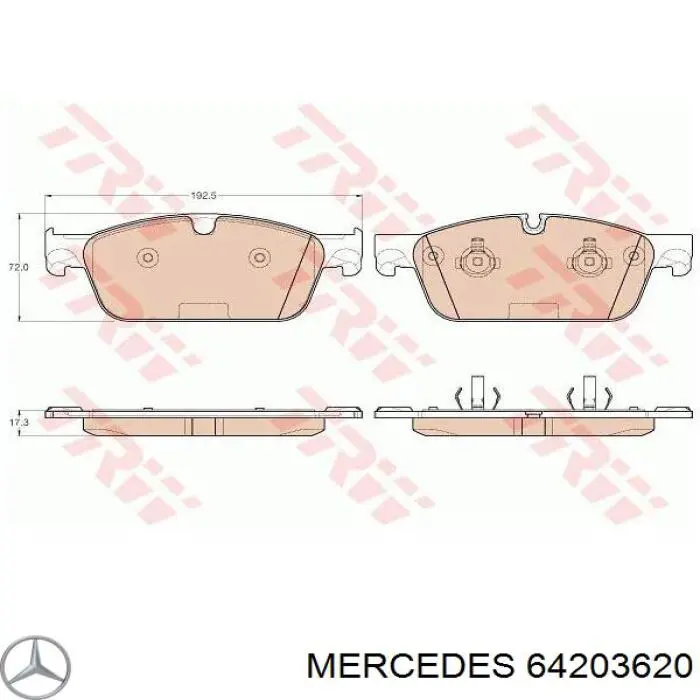 Передние тормозные колодки 64203620 Mercedes