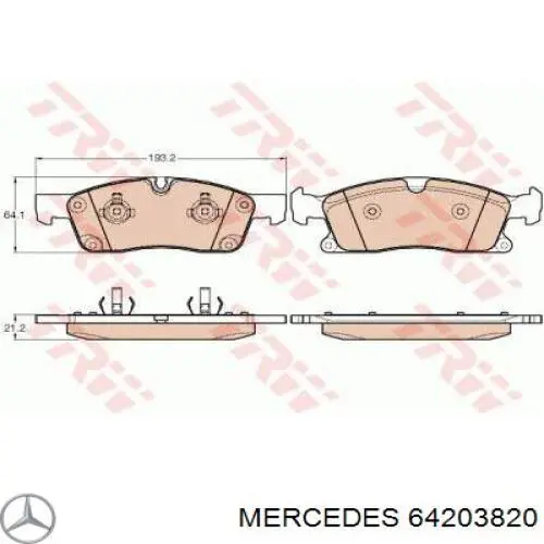 Передние тормозные колодки 64203820 Mercedes