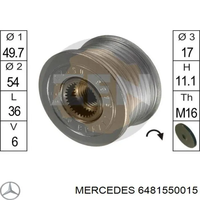 6481550015 Mercedes шкив генератора