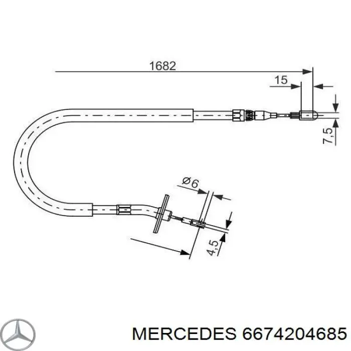 Купить 6674204685 Mercedes Трос стояночного тормоза задний левый