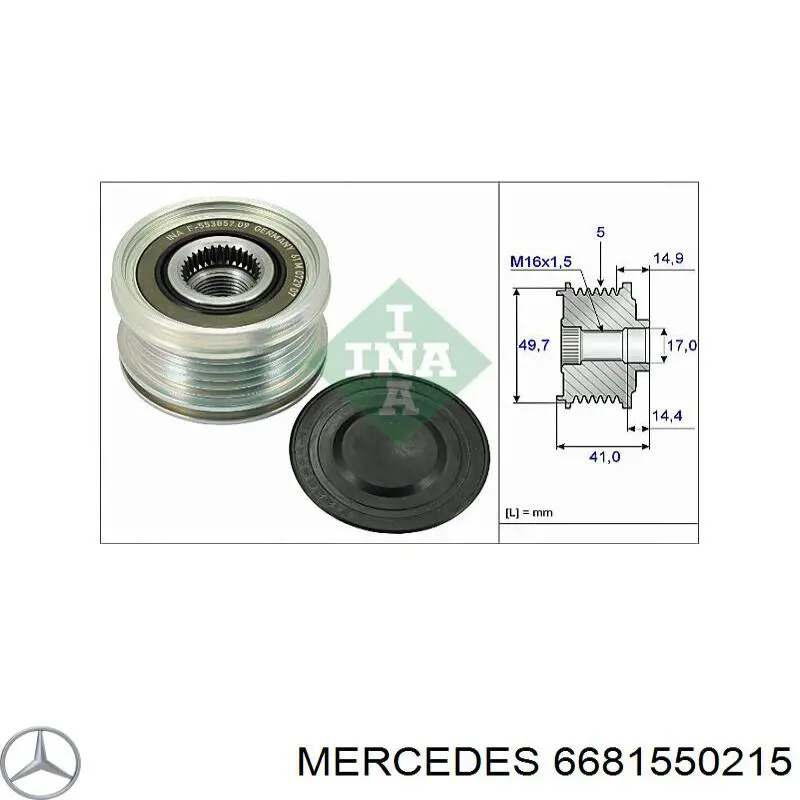 6681550215 Mercedes шкив генератора