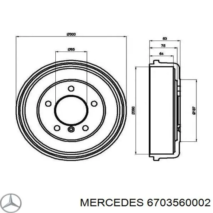 6703560002 Mercedes барабан тормозной задний