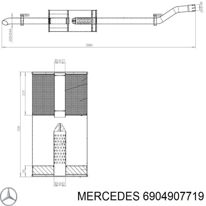 Глушитель, центральная часть MERCEDES 6904907819