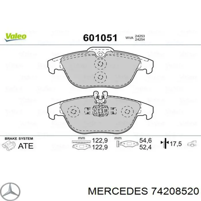 74208520 Mercedes колодки тормозные задние дисковые