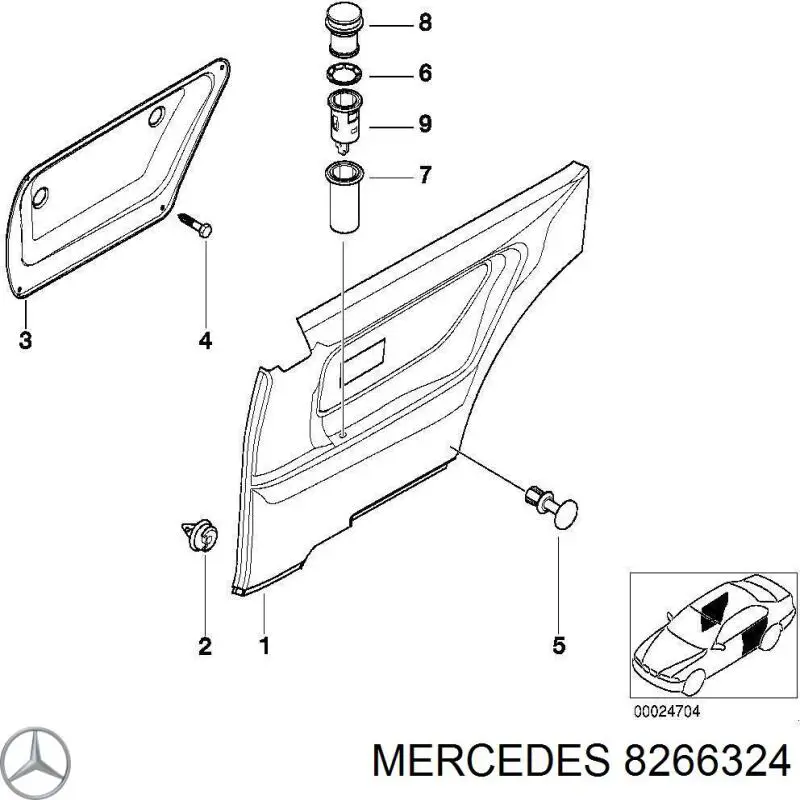 8266324 Mercedes крышка фары задняя