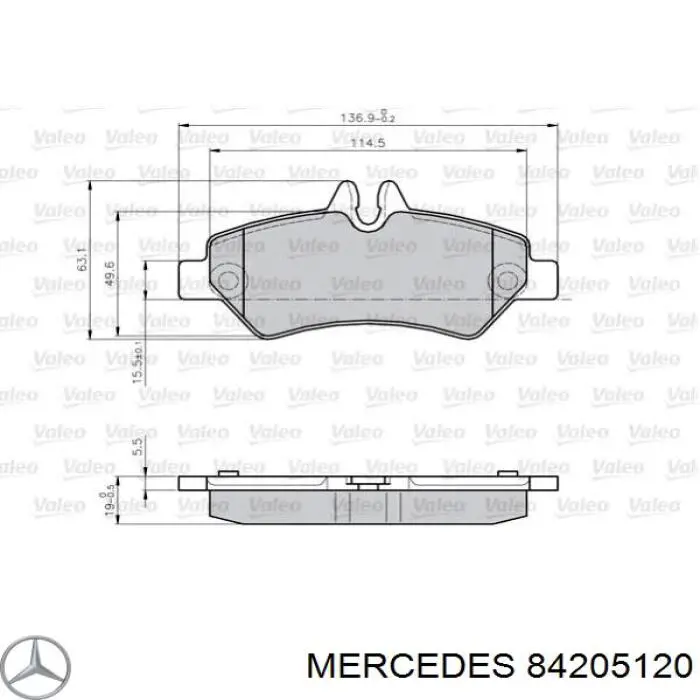 Задние тормозные колодки 84205120 Mercedes