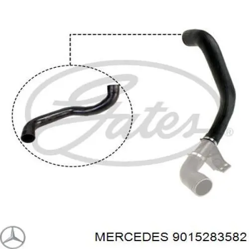 9015283582 Mercedes шланг (патрубок интеркуллера левый)