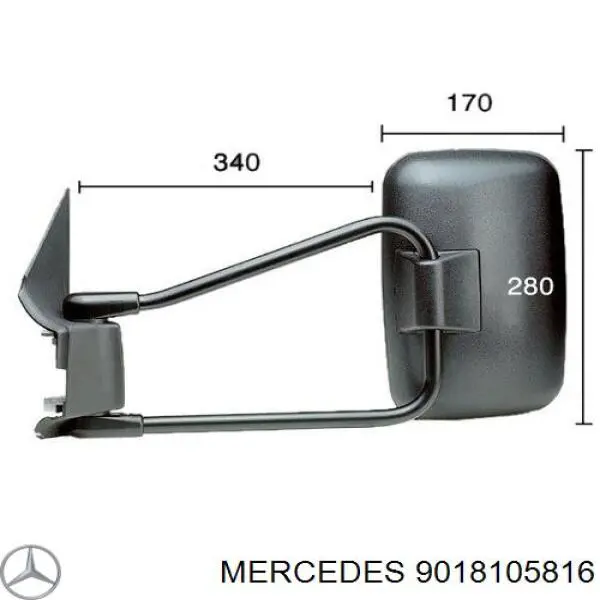 Левое боковое зеркало A9018105816 Mercedes