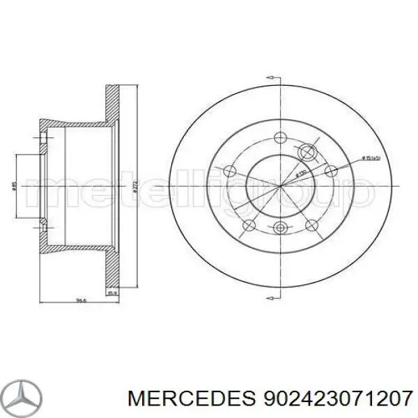 Купить 902423071207 Mercedes Диск тормозной задний