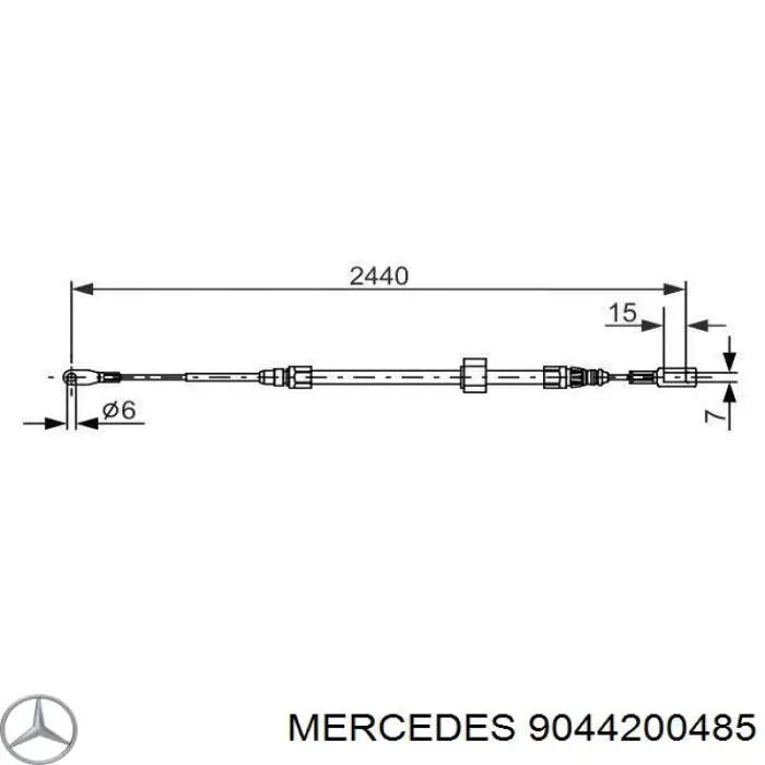 9044200485 Mercedes трос ручного тормоза передний