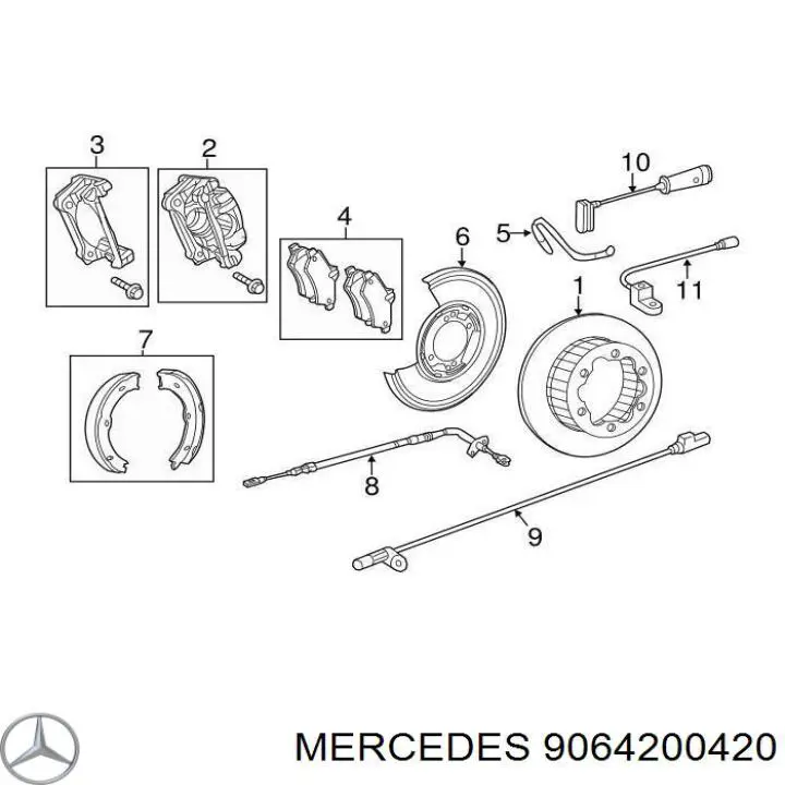 Купить 9064200420 Mercedes Колодки ручника/стояночного тормоза
