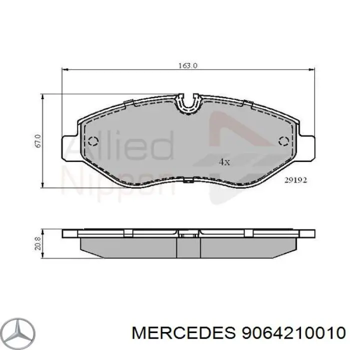 Купить 9064210010 Mercedes Колодки тормозные