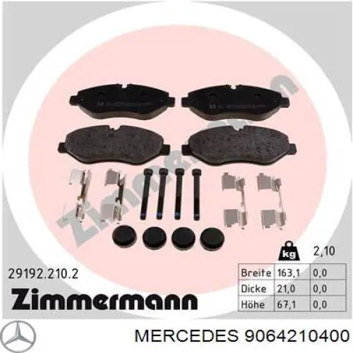 Передние тормозные колодки 9064210400 Mercedes