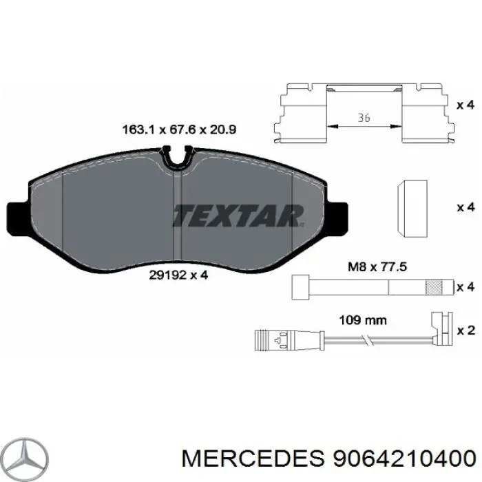 Тормозные колодки Mercedes 9064210400