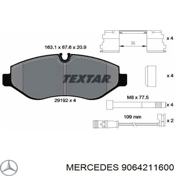 Колодки Mercedes 9064211600 цена, от 44.86 USD