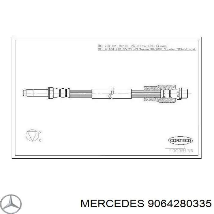 Купить 9064280335 Mercedes Задний тормозной шланг