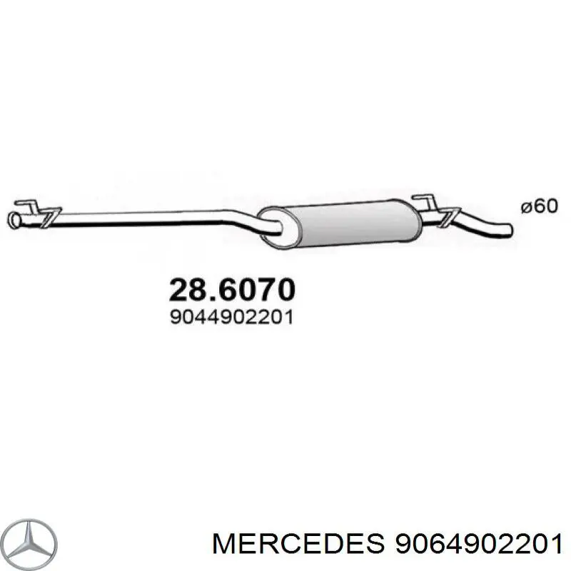 Центральная часть глушителя 9064902201 Mercedes