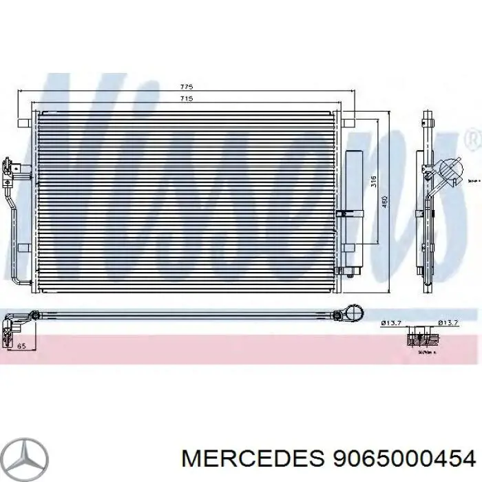 Радиатор кондиционера 9065000454 Mercedes